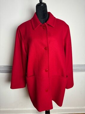 Preston & York Bright Red 100% Wool Pea Coat